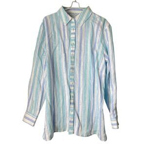 Foxcroft Women Button zip Pastel Blouse Long Size 24W relaxed fit